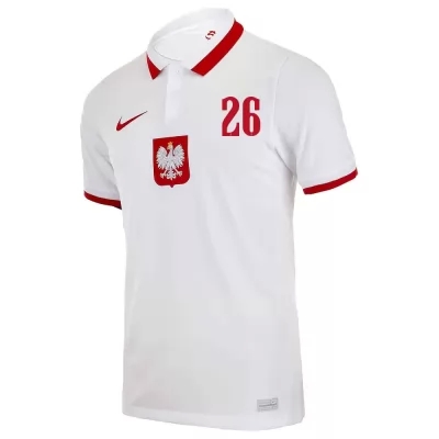 Damen Polnische Fussballnationalmannschaft Tymoteusz Puchacz #26 Auswärtstrikot Weiß 2021 Trikot