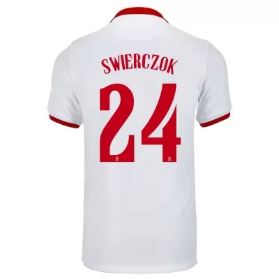 Kinder Polnische Fussballnationalmannschaft Jakub Swierczok #24 Auswärtstrikot Weiß 2021 Trikot