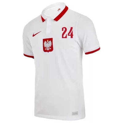 Herren Polnische Fussballnationalmannschaft Jakub Swierczok #24 Auswärtstrikot Weiß 2021 Trikot