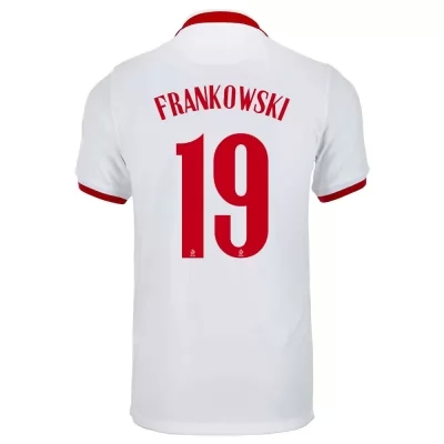 Kinder Polnische Fussballnationalmannschaft Przemyslaw Frankowski #19 Auswärtstrikot Weiß 2021 Trikot