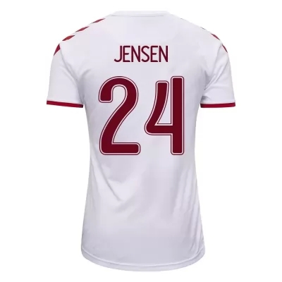 Herren Dänische Fussballnationalmannschaft Mathias Jensen #24 Auswärtstrikot Weiß 2021 Trikot