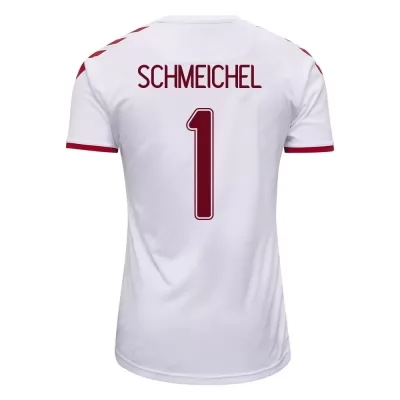 Kinder Dänische Fussballnationalmannschaft Kasper Schmeichel #1 Auswärtstrikot Weiß 2021 Trikot