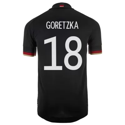 Herren Deutsche Fussballnationalmannschaft Leon Goretzka #18 Auswärtstrikot Schwarz 2021 Trikot