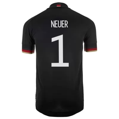 Kinder Deutsche Fussballnationalmannschaft Manuel Neuer #1 Auswärtstrikot Schwarz 2021 Trikot