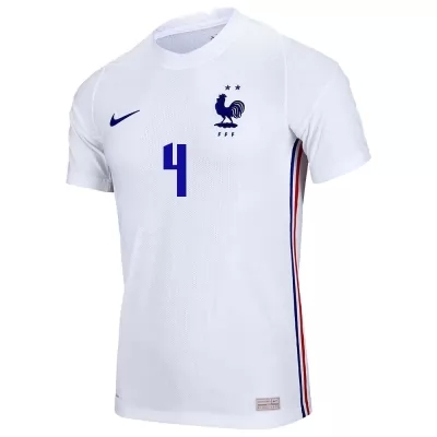 Herren Französische Fussballnationalmannschaft Raphaël Varane #4 Auswärtstrikot Weiß 2021 Trikot