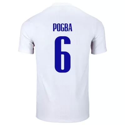 Kinder Französische Fussballnationalmannschaft Paul Pogba #6 Auswärtstrikot Weiß 2021 Trikot