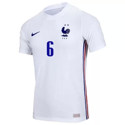 Kinder Französische Fussballnationalmannschaft Paul Pogba #6 Auswärtstrikot Weiß 2021 Trikot