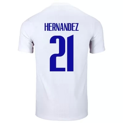 Kinder Französische Fussballnationalmannschaft Lucas Hernandez #21 Auswärtstrikot Weiß 2021 Trikot