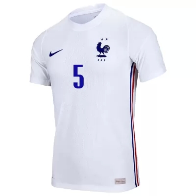 Damen Französische Fussballnationalmannschaft Clement Lenglet #5 Auswärtstrikot Weiß 2021 Trikot