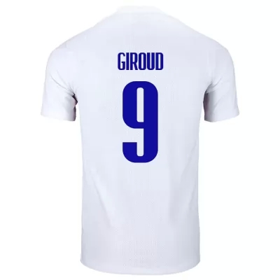 Kinder Französische Fussballnationalmannschaft Olivier Giroud #9 Auswärtstrikot Weiß 2021 Trikot