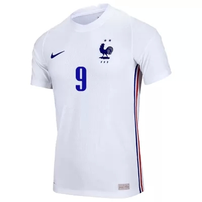 Damen Französische Fussballnationalmannschaft Olivier Giroud #9 Auswärtstrikot Weiß 2021 Trikot