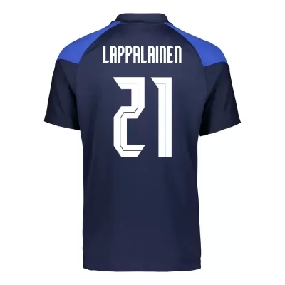 Damen Finnische Fussballnationalmannschaft Lassi Lappalainen #21 Auswärtstrikot Dunkelblau 2021 Trikot