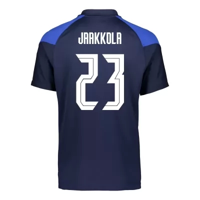 Damen Finnische Fussballnationalmannschaft Anssi Jaakkola #23 Auswärtstrikot Dunkelblau 2021 Trikot
