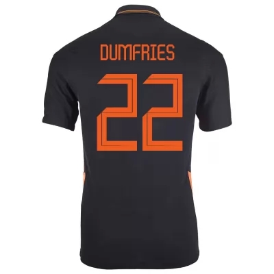 Kinder Niederländische Fussballnationalmannschaft Denzel Dumfries #22 Auswärtstrikot Schwarz 2021 Trikot