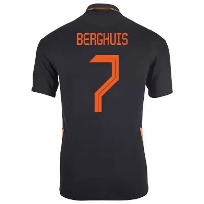 Herren Niederländische Fussballnationalmannschaft Steven Berghuis #7 Auswärtstrikot Schwarz 2021 Trikot