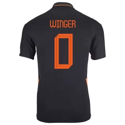 Herren Niederländische Fussballnationalmannschaft Right Winger #0 Auswärtstrikot Schwarz 2021 Trikot