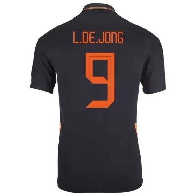 Herren Niederländische Fussballnationalmannschaft Luuk de Jong #9 Auswärtstrikot Schwarz 2021 Trikot