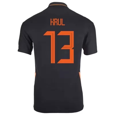 Kinder Niederländische Fussballnationalmannschaft Tim Krul #13 Auswärtstrikot Schwarz 2021 Trikot
