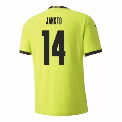 Damen Tschechische Fussballnationalmannschaft Jakub Jankto #14 Auswärtstrikot Hellgrün 2021 Trikot