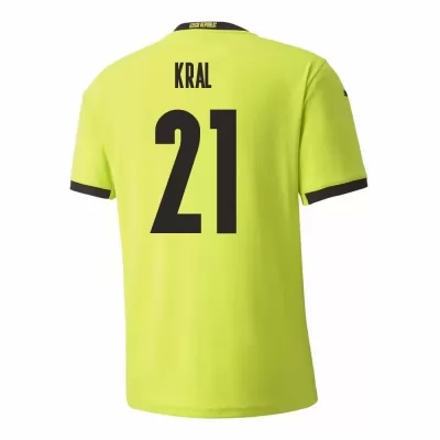 Kinder Tschechische Fussballnationalmannschaft Alex Kral #21 Auswärtstrikot Hellgrün 2021 Trikot