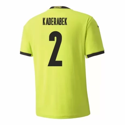 Kinder Tschechische Fussballnationalmannschaft Pavel Kaderabek #2 Auswärtstrikot Hellgrün 2021 Trikot