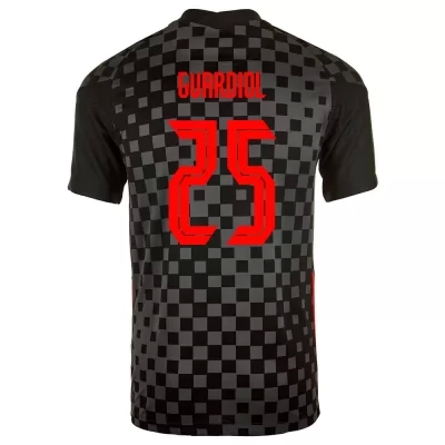 Herren Kroatische Fussballnationalmannschaft Josko Gvardiol #25 Auswärtstrikot Schwarzgrau 2021 Trikot
