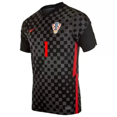 Herren Kroatische Fussballnationalmannschaft Dominik Livakovic #1 Auswärtstrikot Schwarzgrau 2021 Trikot