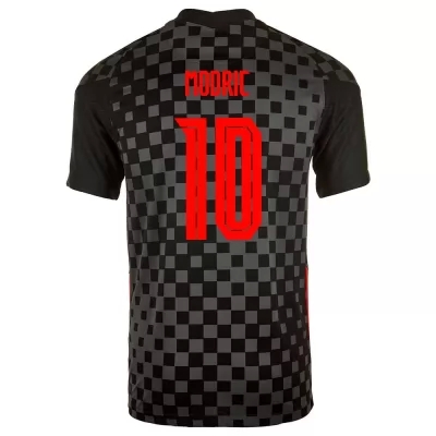Kinder Kroatische Fussballnationalmannschaft Luka Modric #10 Auswärtstrikot Schwarzgrau 2021 Trikot