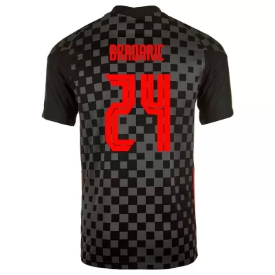 Herren Kroatische Fussballnationalmannschaft Domagoj Bradaric #24 Auswärtstrikot Schwarzgrau 2021 Trikot