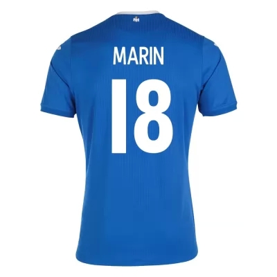 Herren Rumänische Fussballnationalmannschaft Razvan Marin #18 Auswärtstrikot Blau 2021 Trikot