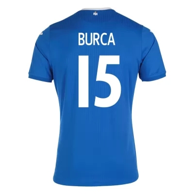 Damen Rumänische Fussballnationalmannschaft Andrei Burca #15 Auswärtstrikot Blau 2021 Trikot