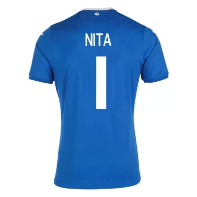 Damen Rumänische Fussballnationalmannschaft Florin Nita #1 Auswärtstrikot Blau 2021 Trikot
