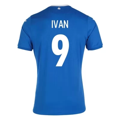 Kinder Rumänische Fussballnationalmannschaft Andrei Ivan #9 Auswärtstrikot Blau 2021 Trikot