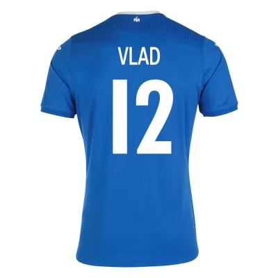 Damen Rumänische Fussballnationalmannschaft Andrei Vlad #12 Auswärtstrikot Blau 2021 Trikot