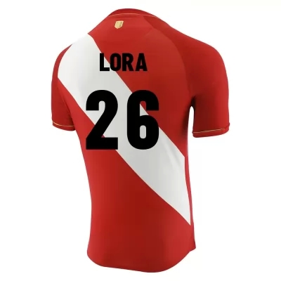 Damen Peruanische Fussballnationalmannschaft Jhilmar Lora #26 Auswärtstrikot Rot Weiß 2021 Trikot