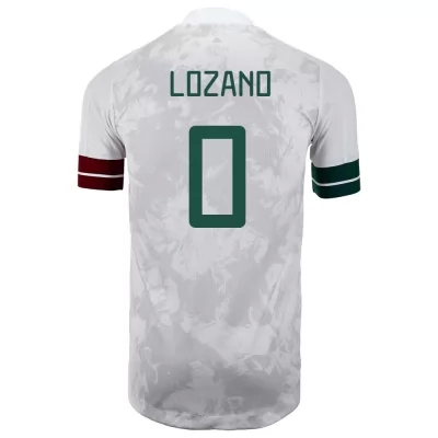 Herren Mexikanische Fussballnationalmannschaft Hirving Lozano #0 Auswärtstrikot Weiß Schwarz 2021 Trikot