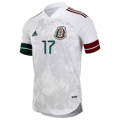 Damen Mexikanische Fussballnationalmannschaft Jesus Corona #17 Auswärtstrikot Weiß Schwarz 2021 Trikot