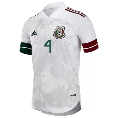 Damen Mexikanische Fussballnationalmannschaft Edson Alvarez #4 Auswärtstrikot Weiß Schwarz 2021 Trikot