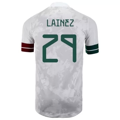 Kinder Mexikanische Fussballnationalmannschaft Diego Lainez #29 Auswärtstrikot Weiß Schwarz 2021 Trikot