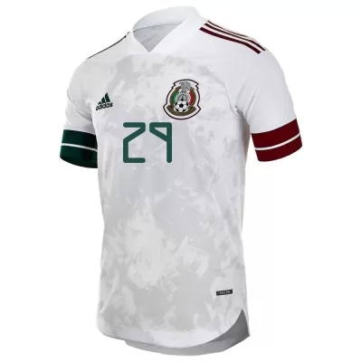 Kinder Mexikanische Fussballnationalmannschaft Diego Lainez #29 Auswärtstrikot Weiß Schwarz 2021 Trikot