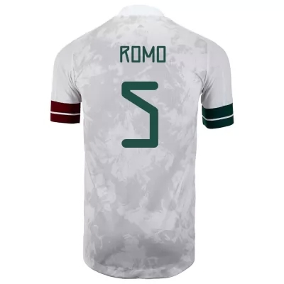 Herren Mexikanische Fussballnationalmannschaft Luis Romo #5 Auswärtstrikot Weiß Schwarz 2021 Trikot