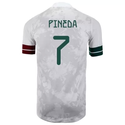 Kinder Mexikanische Fussballnationalmannschaft Orbelin Pineda #7 Auswärtstrikot Weiß Schwarz 2021 Trikot