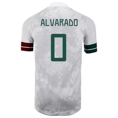 Kinder Mexikanische Fussballnationalmannschaft Roberto Alvarado #0 Auswärtstrikot Weiß Schwarz 2021 Trikot