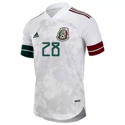 Kinder Mexikanische Fussballnationalmannschaft Carlos Rodriguez #28 Auswärtstrikot Weiß Schwarz 2021 Trikot