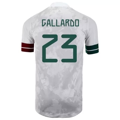 Kinder Mexikanische Fussballnationalmannschaft Jesus Gallardo #23 Auswärtstrikot Weiß Schwarz 2021 Trikot