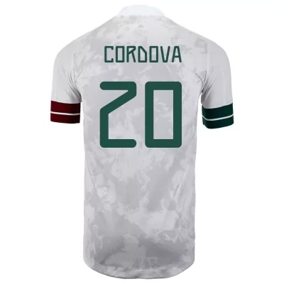 Kinder Mexikanische Fussballnationalmannschaft Sebastian Cordova #20 Auswärtstrikot Weiß Schwarz 2021 Trikot