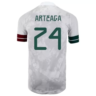 Kinder Mexikanische Fussballnationalmannschaft Gerardo Arteaga #24 Auswärtstrikot Weiß Schwarz 2021 Trikot
