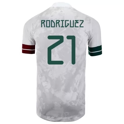 Herren Mexikanische Fussballnationalmannschaft Luis Rodriguez #21 Auswärtstrikot Weiß Schwarz 2021 Trikot