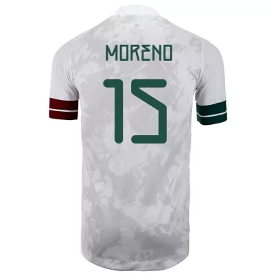 Damen Mexikanische Fussballnationalmannschaft Hector Moreno #15 Auswärtstrikot Weiß Schwarz 2021 Trikot