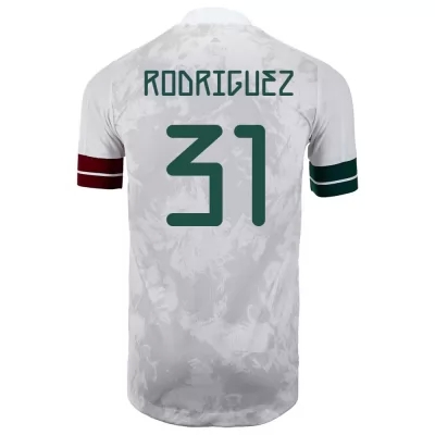 Herren Mexikanische Fussballnationalmannschaft Osvaldo Rodriguez #31 Auswärtstrikot Weiß Schwarz 2021 Trikot